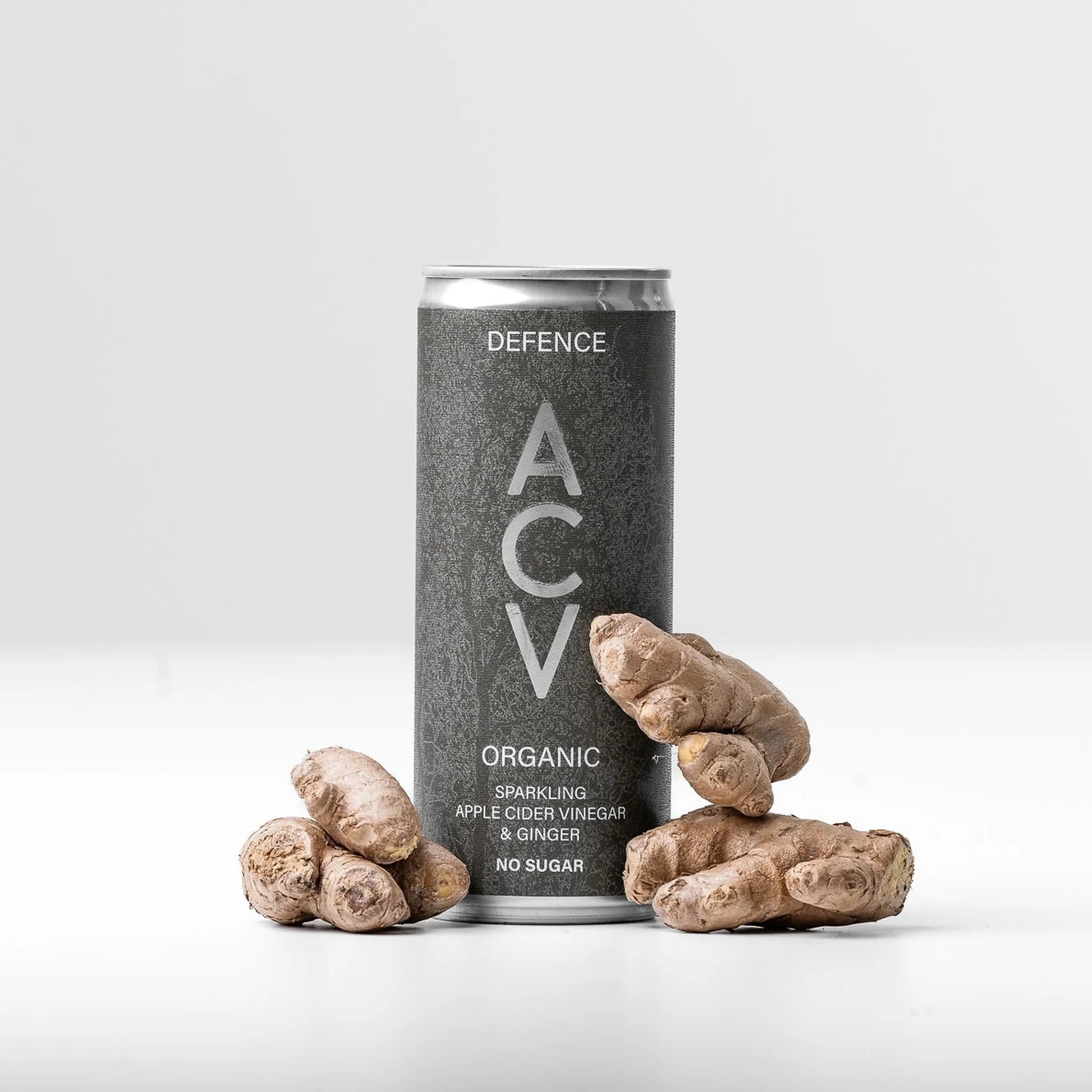 Can of Apealworld DEFENCE ACV with ginger on a white background